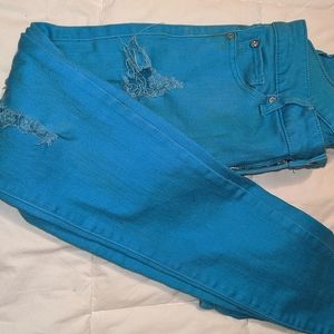 Lovesick turquoise skinny jeans